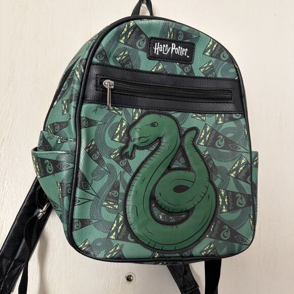 Harry Potter Slytherin Loungefly Mini Backpack Green Black Snake Bag main image 16